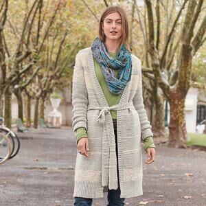 Sundance Lovely Mix Lambswool Blend Long Belted Tie Cardigan Sweater Small